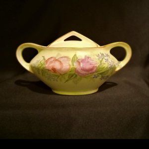 Almost Antique Vintage hand painted O. & E.G. Royal Austria covered Sugar Bowl